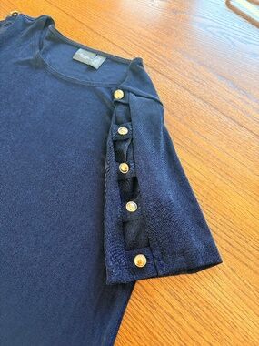 Chicos Size 2 Travelers Tee Navy Blue